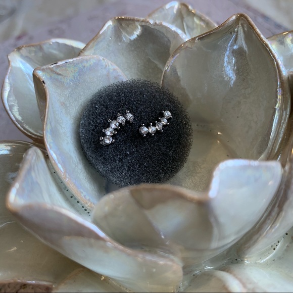 5⭐️ Silver + CZ Helix Climber Stud Earrings - Picture 2 of 6